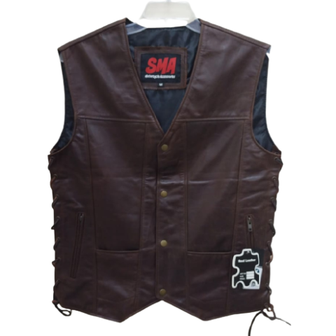 Original Aniline Pakistan Cowhide Leather Motorcycle Cruiser American Style Leather Vest