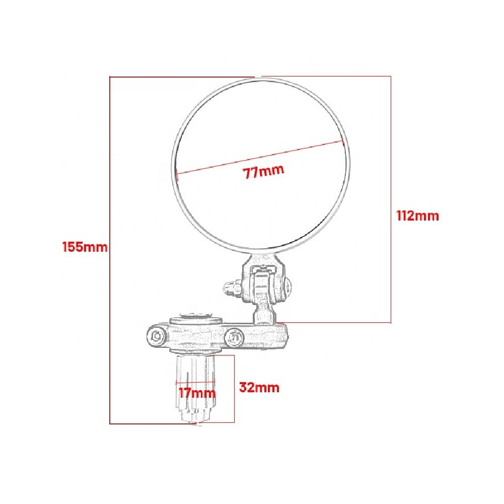 22mm Handlebar End Tip Rear View Mirror - Image 4