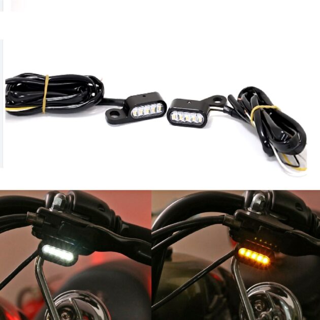 Mini Turn Signal Running Light Black fits Harley Sportster Dyna Softail Motorcycles