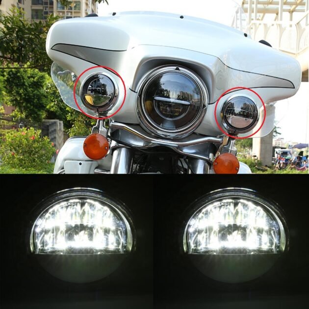 4.5" LED Auxiliary Fog Light Quarter Face Style  Chrome for Harley Motorcycles - Image 4