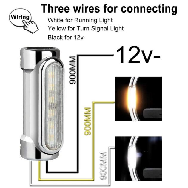 Amber & White Bar LED Light Chrome fits 32mm Engine Guard - Image 2