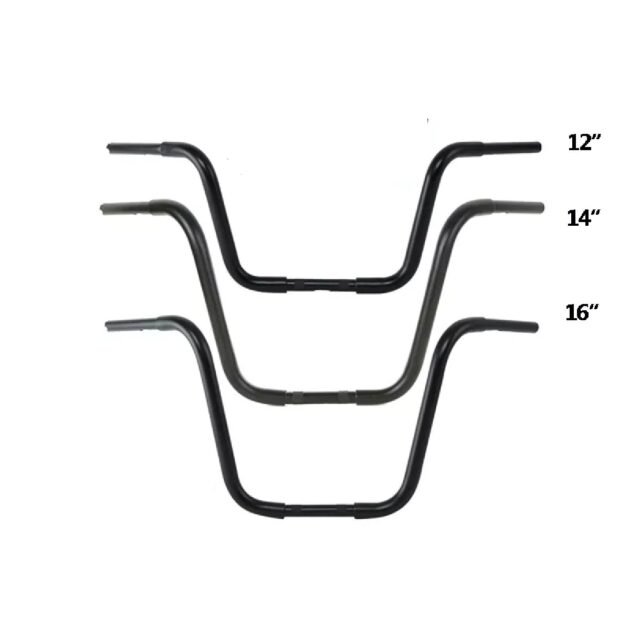 12-14-16" Rise Wide Ape Hanger Handlebar For Harley Softail Dyna  Road King Black - Image 2