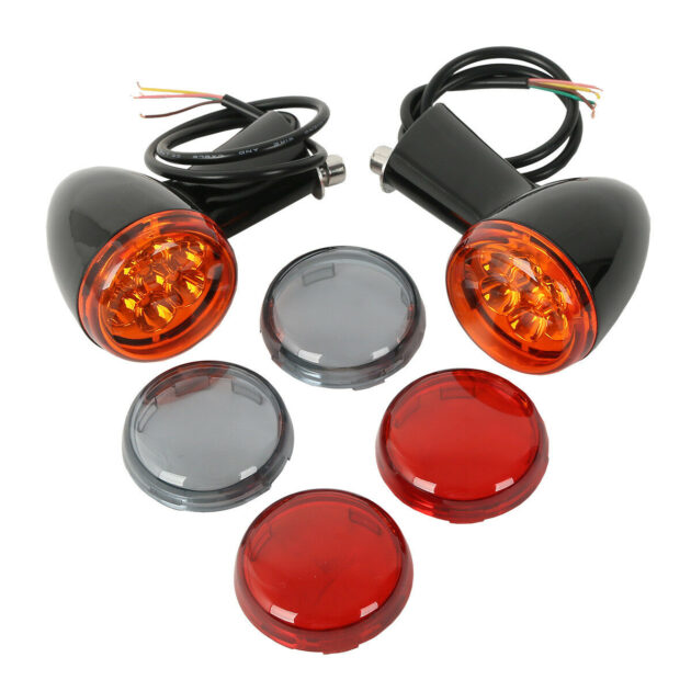 Long Bracket Rear LED Turn Signal and Tail Light Black For Sportster and Dyna Motorcycles - Image 2