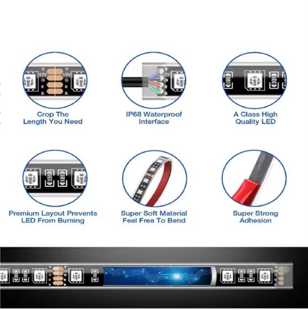 RGB Strip Light 6 Piece Strip 3 Sizes - Image 2