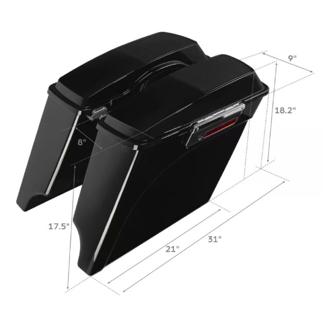 93-13 Touring Harley 5″ Extended Saddlebags With Speakers Lids Cut - Image 4