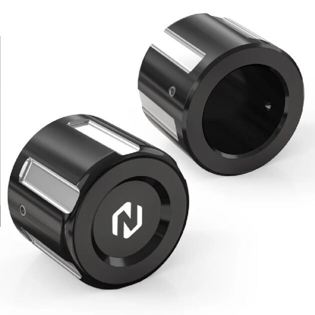 Harley Front CNC Axle Cap Cover Black Silver - Image 3