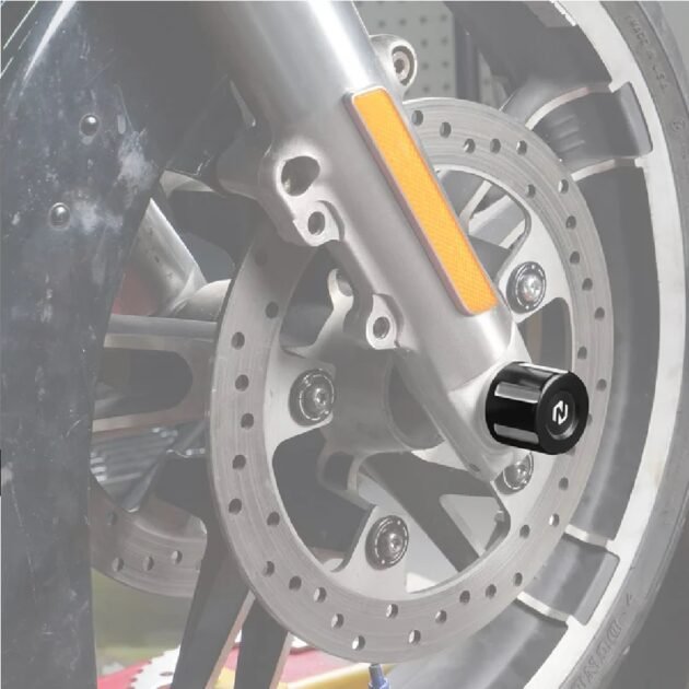 Harley Front CNC Axle Cap Cover Black Silver - Image 2