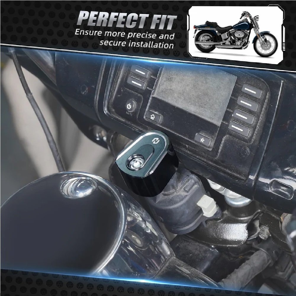 14-23 Touring Harley Ignition Key Switch Cover Black Silver - Image 2