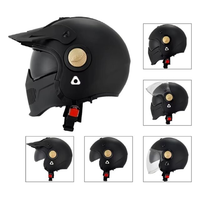Full Face Modular Moped Street Bike Helmet Matte Black