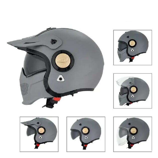 3in1 Full Face Half Face DOT Helmet Dual Lens Visor Smoke Clear - Image 4