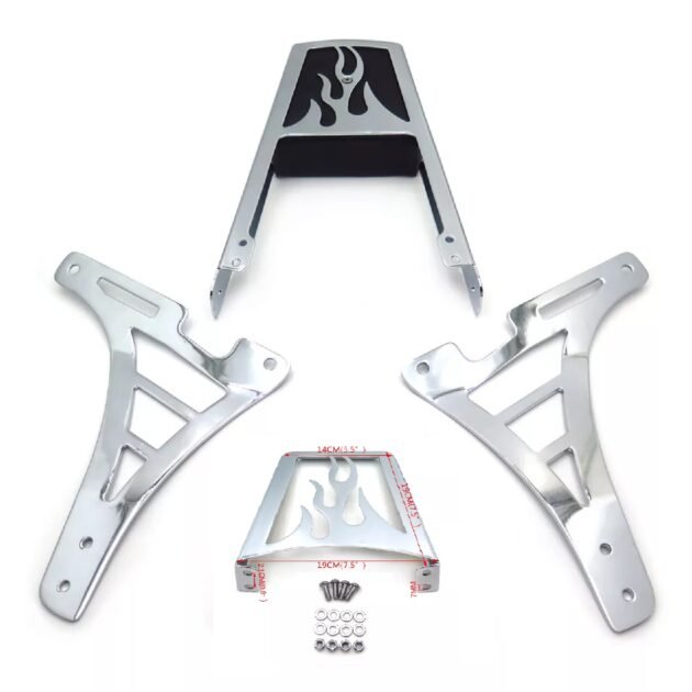 04-22 Sportster Passenger Backrest Flame Design Chrome - Image 3
