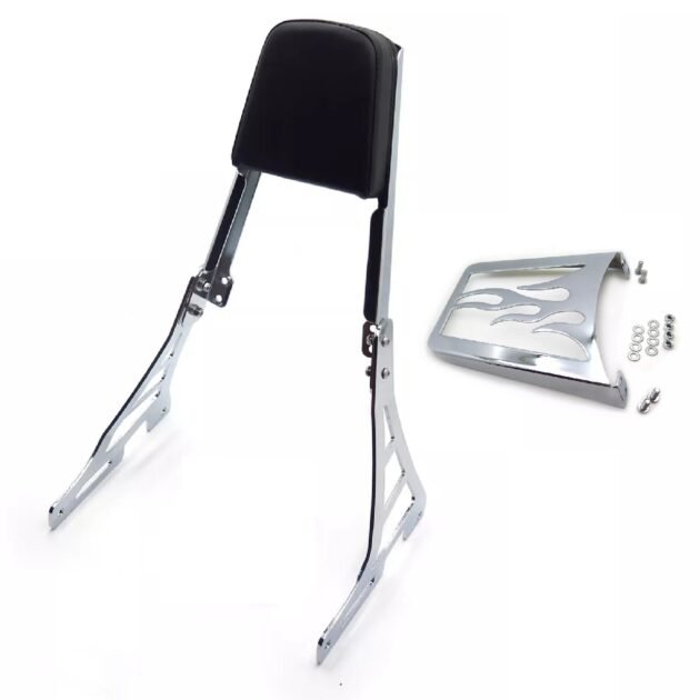 04-22 Sportster Passenger Backrest Flame Design Chrome