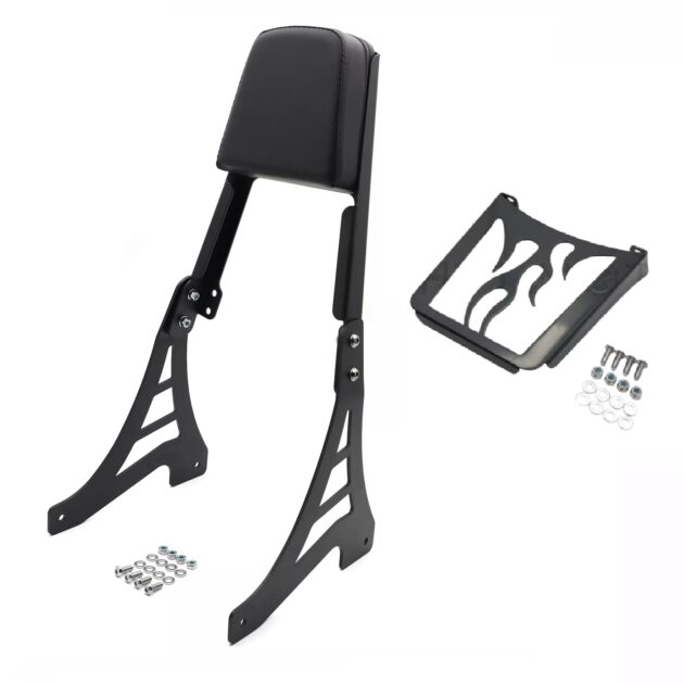 04-22 Sportster Passenger Backrest Flame Design Black