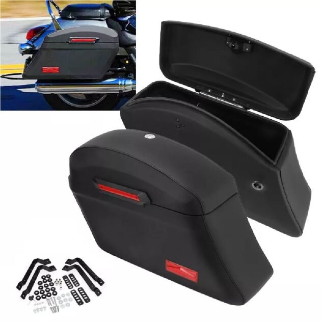 Universal Hard Saddlebag PU Leather Skin With Installation Hardwares Included - Image 2