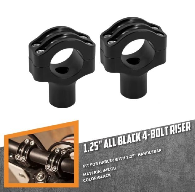 Handlebar Riser Clamp 1.25″ Base fits Harley Softail Dyna Models