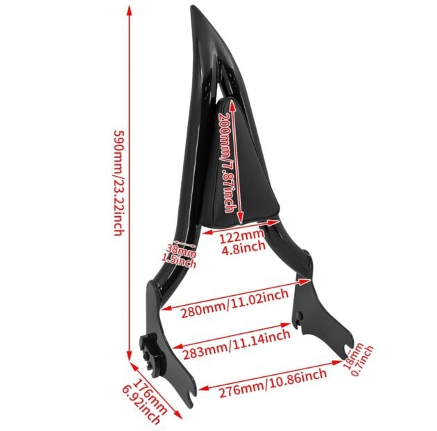 95-08 Touring Meathook Passenger Backrest Black - Image 3