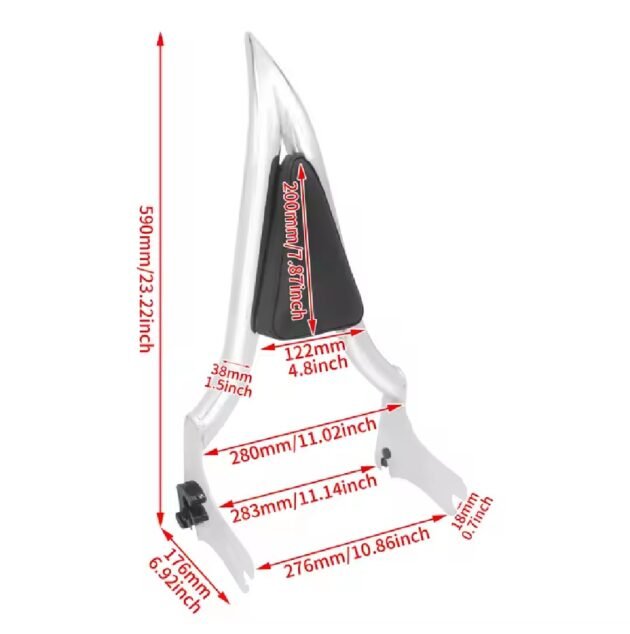 95-08 Touring Meathook Passenger Backrest Chrome - Image 3