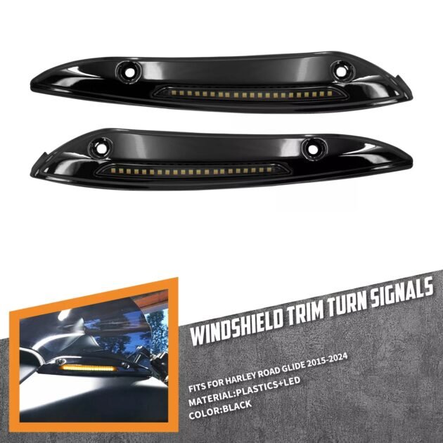 15-23 Road Glide Windshield Trim with DRL Turn Signal Indicator LED