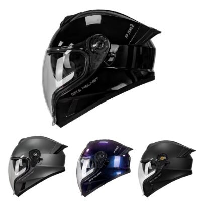Knight Style Full Face Helmet DOT Dual Visor Lens Smoke Clear