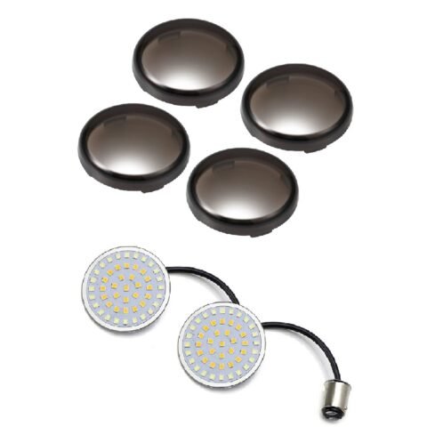 2″ Turn Signal Lens Smoke With Front LED Inserts For Harley Motorcycles