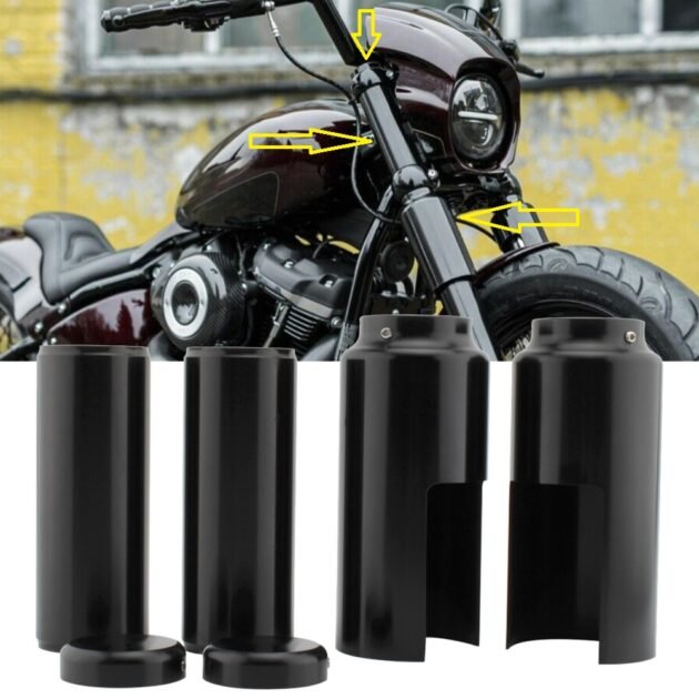 Softail M8 Streetbob Low Rider Standard Fork Cover CNC Anodized Black - Image 3