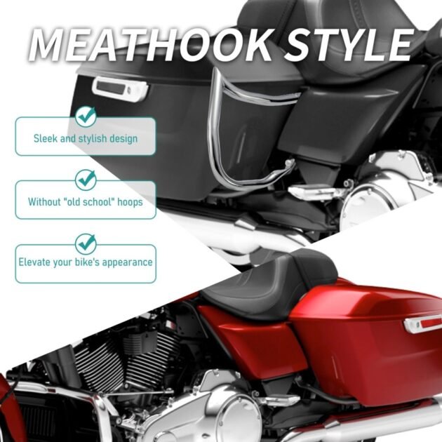 14-25 Touring Meathook Saddlebag Guard 1.25″ Diameter Tube Chrome - Image 2