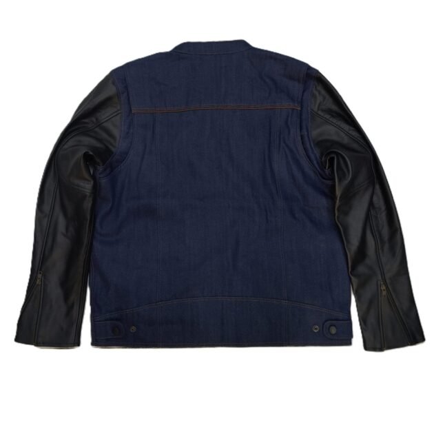 Varsity Jacket Style for Riding or Casual Made of Real Leather Fur Wool and Denim - Image 3