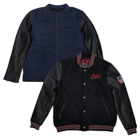 Varsity Jacket Style for Riding or Casual Made of Real Leather Fur Wool and Denim