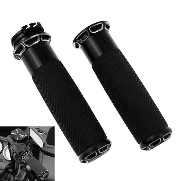 Harley CNC Throttle Grips Black - Image 4