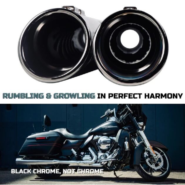 17-23 Touring 4.5″ Slip-On Muffler Torched Chrome fits Harley Touring Motorcycles - Image 3