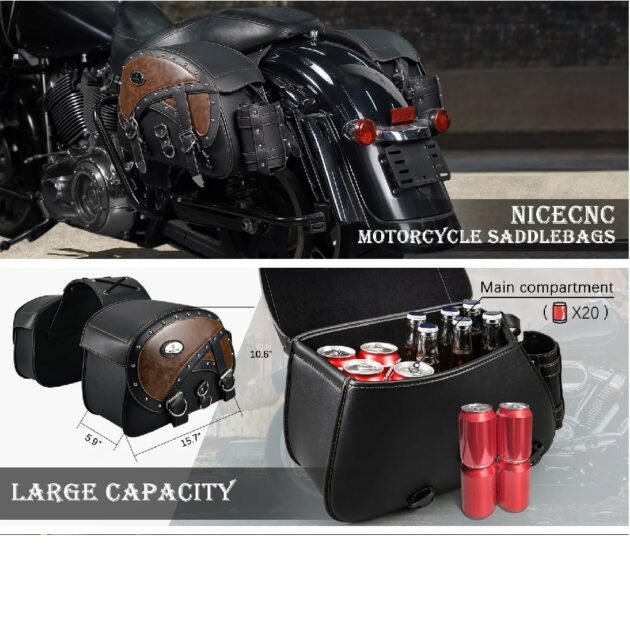 Universal Fitment PU Leather Saddlebags - Image 3