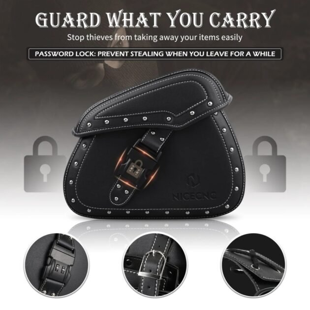 Universal Fitment PU Leather Saddlebags - Image 4
