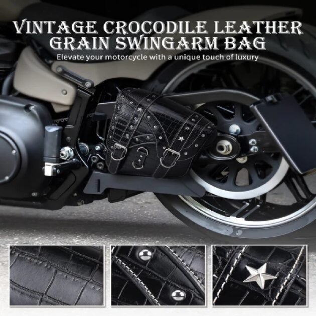 Faux Leather Swing Arm Side Bag for Softail Fatboy Breakout Heritage - Image 3
