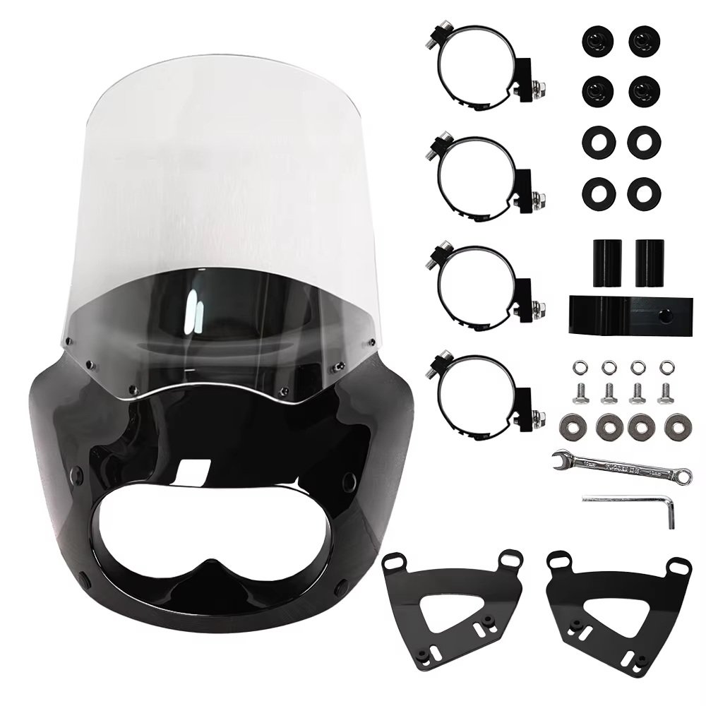 08-17 Dyna Fatbob Club Style Fairing 15" Windscreen Clear Lens