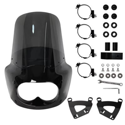 08-17 Dyna Fatbob Memphis Shades Club Style Fairing 15" Windscreen Smoke Black Lens