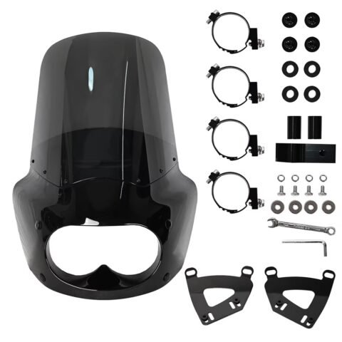 08-17 Dyna Fatbob Club Style Fairing 15" Windscreen Smoke Black Lens