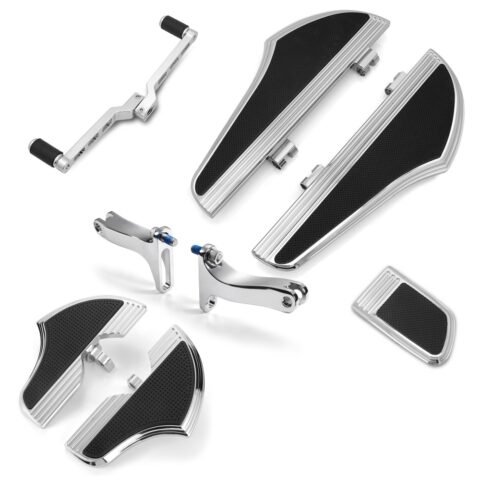 95-23 Harley Touring Defiance Floorboard Foot peg Pedals Kit Chrome