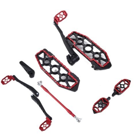 14-23 Harley Touring MX Club Style Footboard Foot Peg Pedals Kit Red Trim