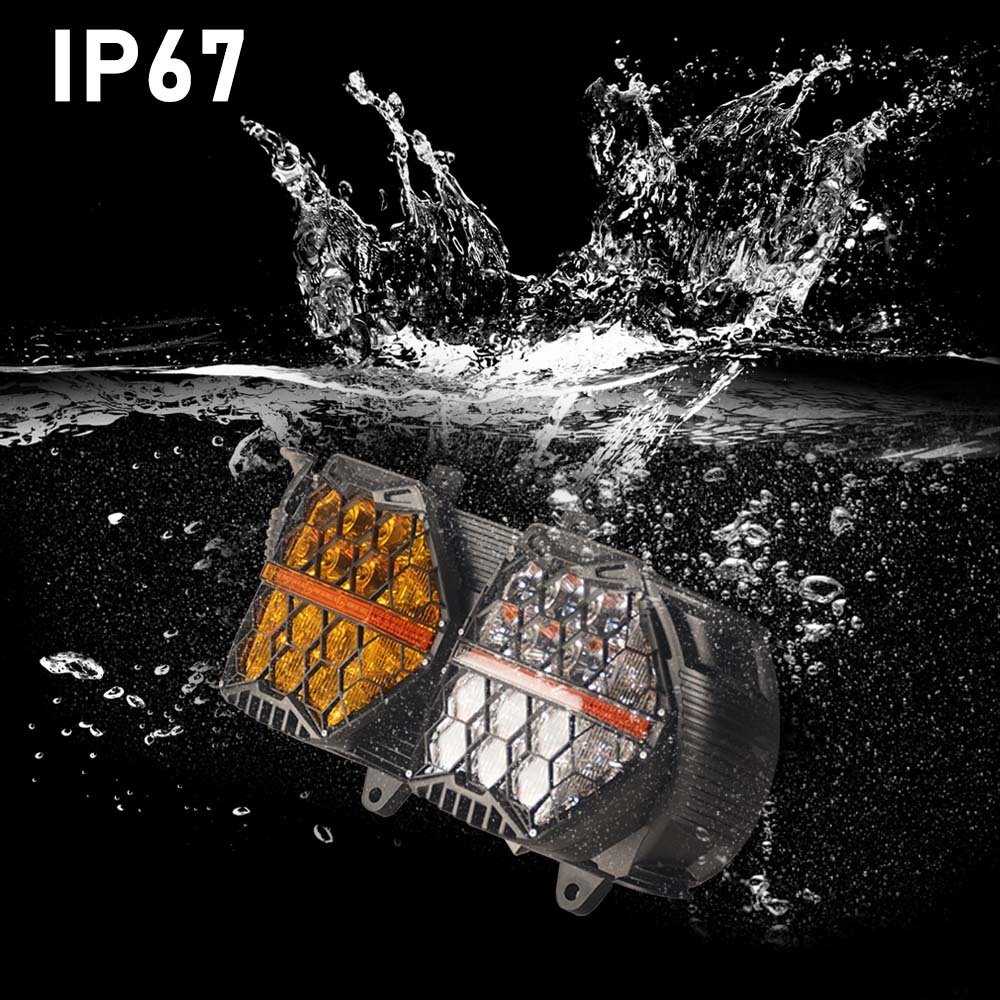 15-23 Road Glide Headlight Honey Comb New Design Yellow + White Lens - Image 4