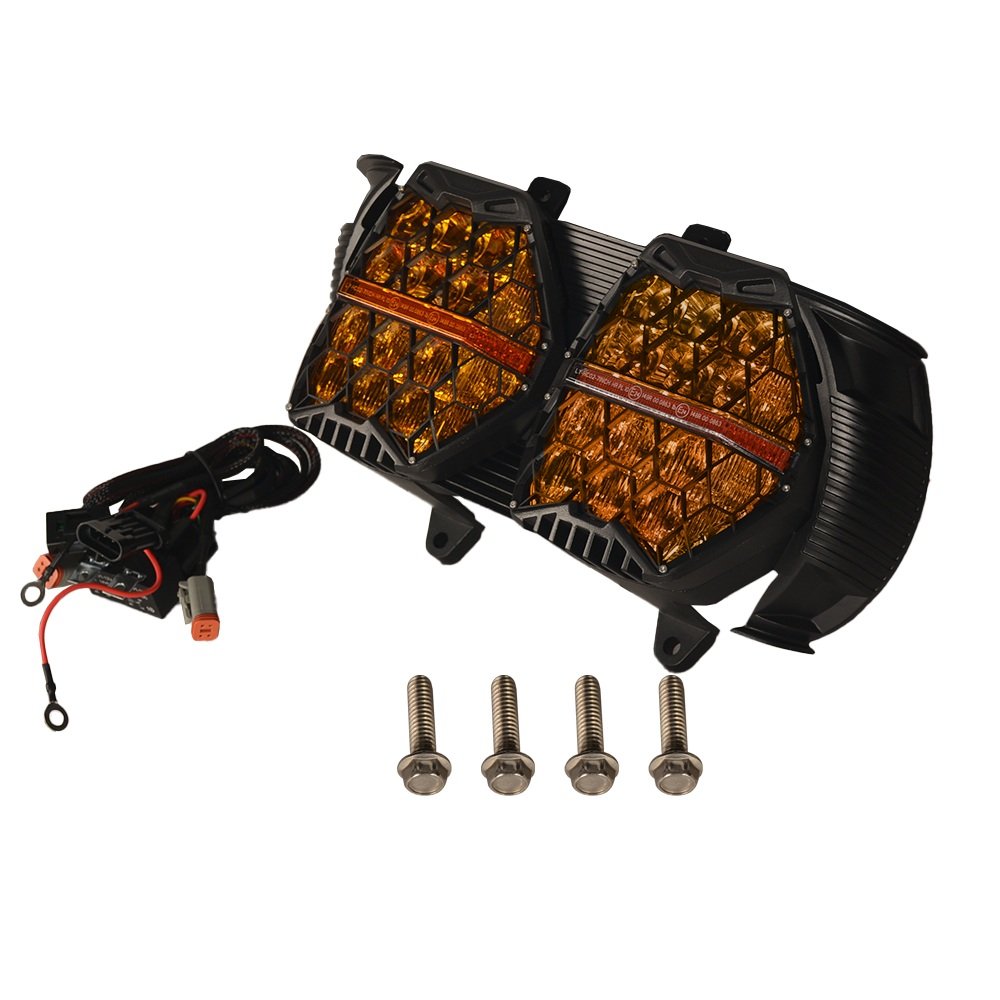 15-23 Road Glide Headlight Honey Comb New Design Yellow Lens - Image 2