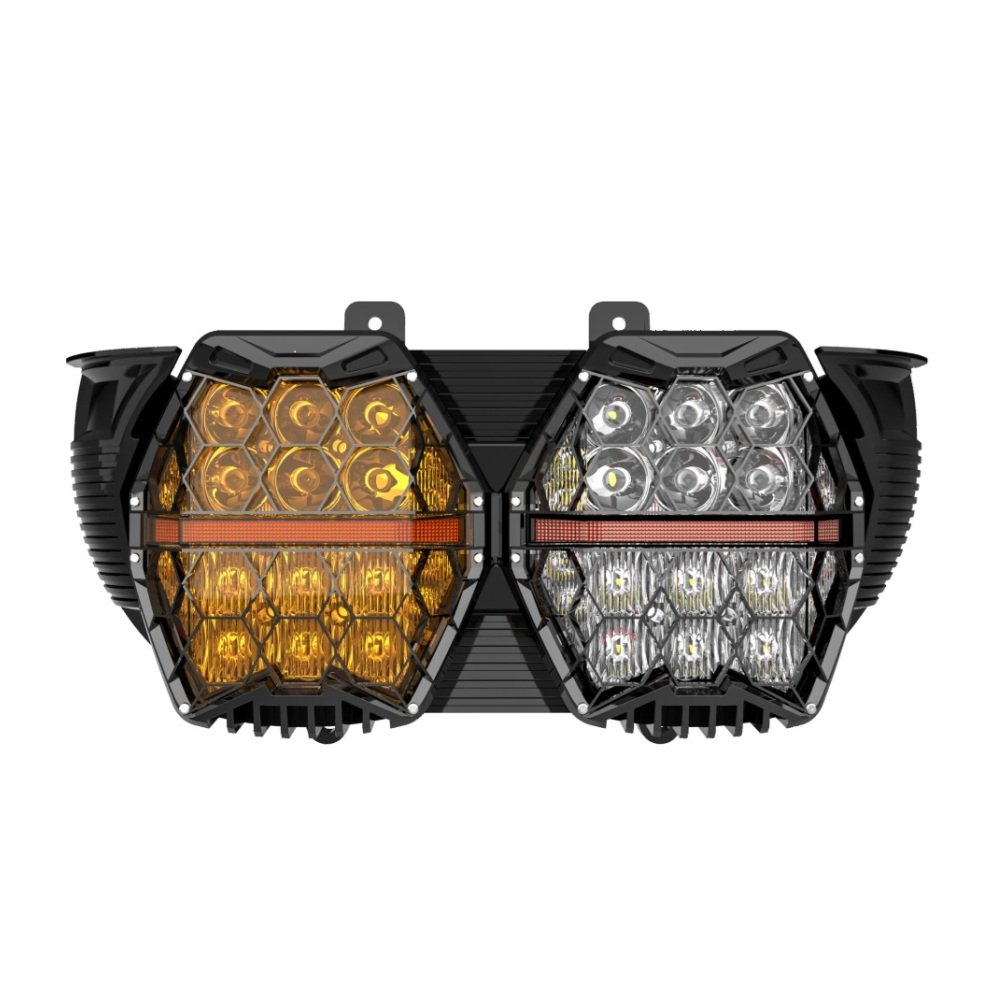 15-23 Road Glide Headlight Honey Comb New Design Yellow + White Lens