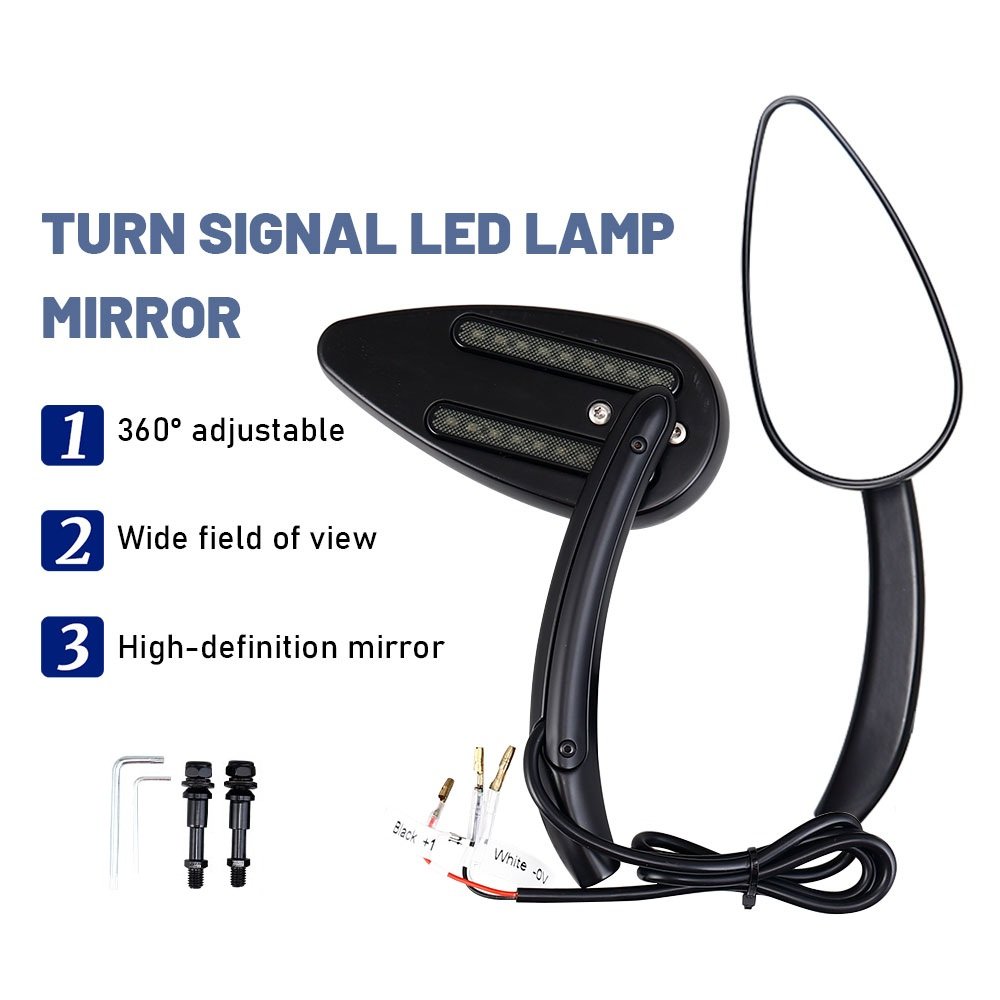 Universal Rear View Mirror with Turn Signal Light + Brake Light Indicator - Image 3