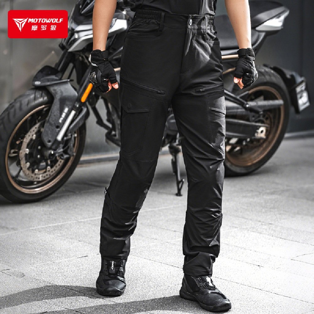 Motorcycle Riding Pants Black With CE Protection Padding - Image 2