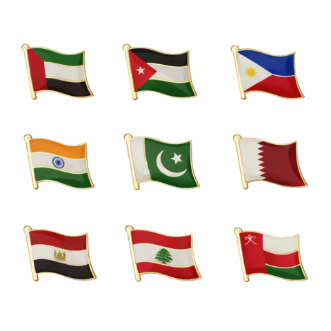 Vest Metal Pin Badge Country Flag