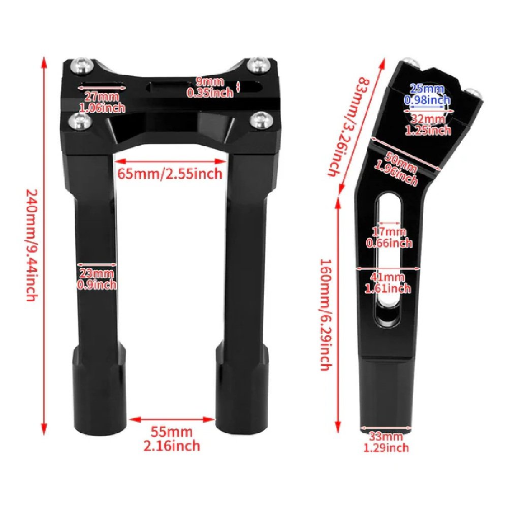 10" Handlebar Riser Black fits Harley Sportster Dyna Softail Models - Image 4