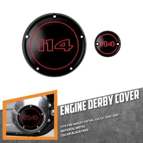 22-24 Softail M8 114 Derby Timing Cover Black Red
