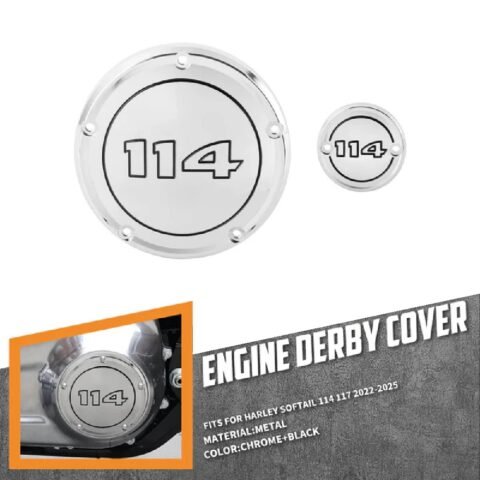 22-24 Softail M8 114 Derby Timing Cover Chrome Black