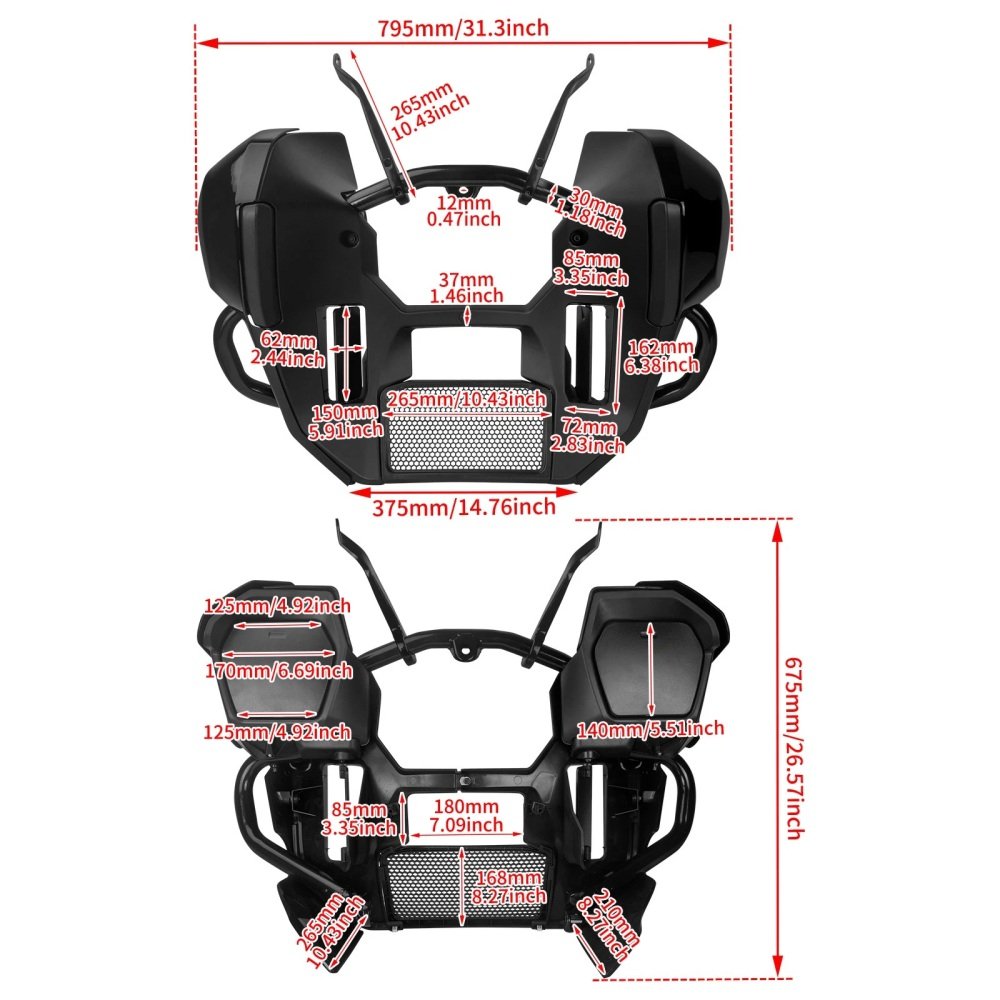 23.5-26 Road Glide Street Glide Lower Fairing Kit Black - Image 5