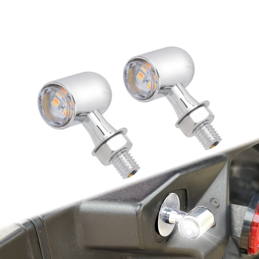 Universal Fitment Mini Front Running + Turn Signal LED White + Amber Chrome