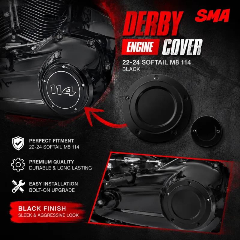 Softail M8 114 Derby Timing Cover Black